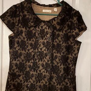 Coldwater Creek Black and Tan Lace Dress